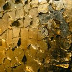 Close-up of crumpled gold metallic foil