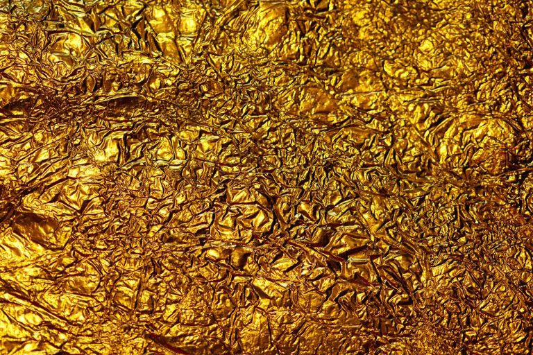 Crumpled gold foil catching the light