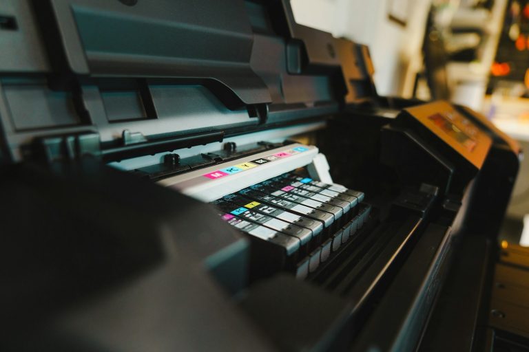 Ink cartridges in a large-format printer