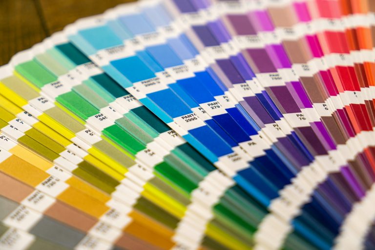 Colour swatch guide fanned out